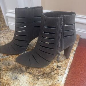 Stuart Weitzman Black Cutout Heeled Boots